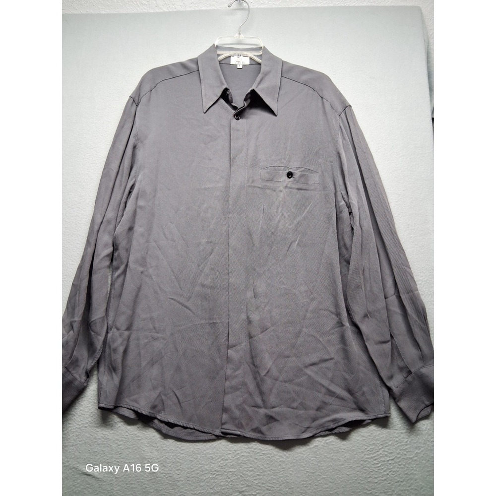 Zanella‎ Gray Men Long Sleeve Made In Italy Button Down Shirt Size L